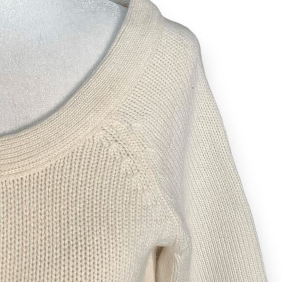 Strenesse Cream Cashmere Scoop Neck 3/4 Sleeve Sweater Knit Top Minimalist 6 - Picture 6 of 9